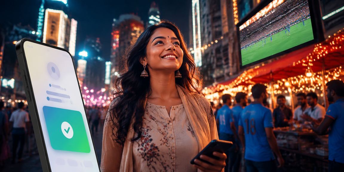 Night market scene in Bangalore with cricket and sports betting
