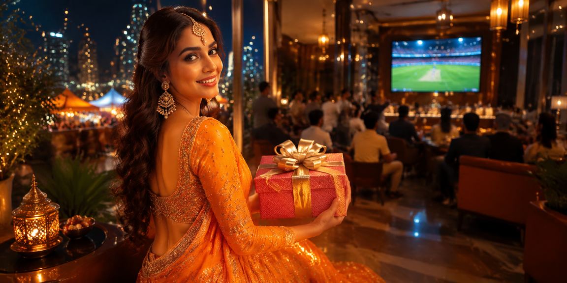 Night market scene with cricket betting and Aviator game in India