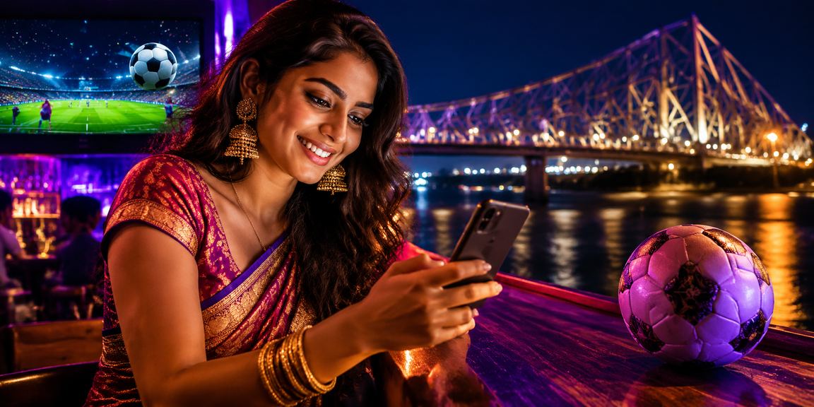 Football betting near Howrah Bridge in Kolkata with mobile access
